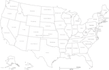 United States Black & White Map with States and State Names