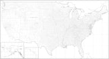 Black & White Poster Size USA Map with Counties - Rectangular Projection