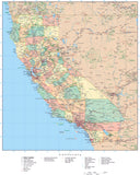 Detailed California Digital Map with Counties, Cities, Highways, Railroads, Airports, National Parks and more