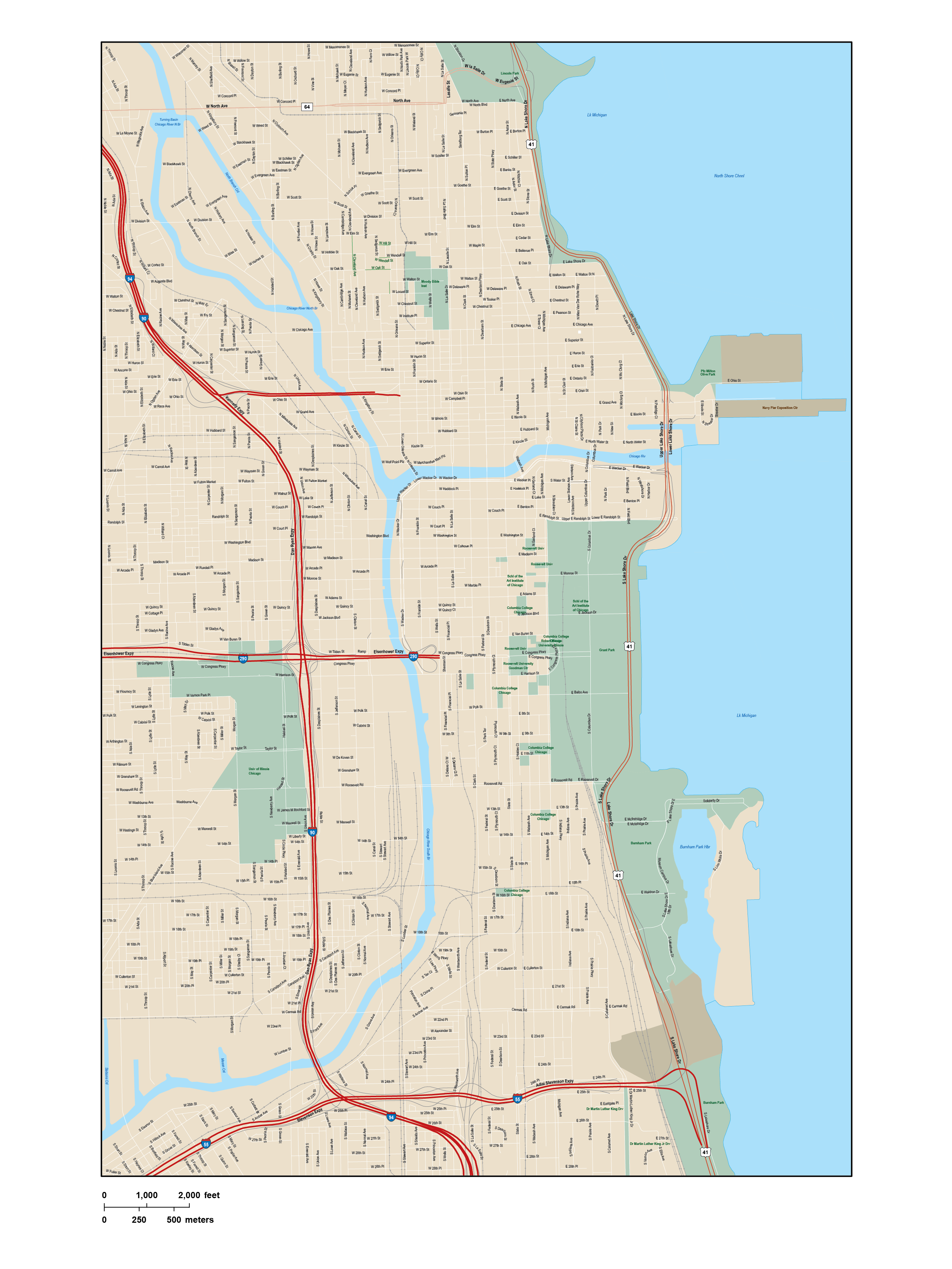 Simple Map Of Chicago