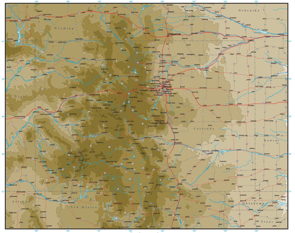 Digital Colorado Contour map in Adobe Illustrator vector format CO-USA ...