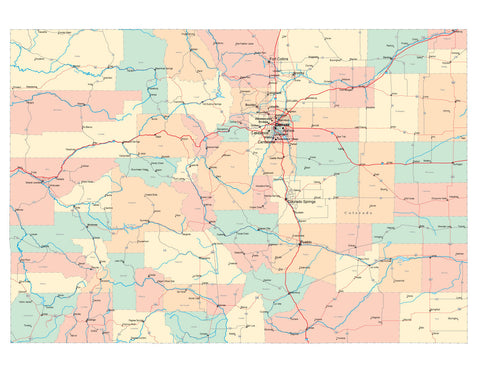Colorado State Map in Multi-Color Fit-Together Style to match other states