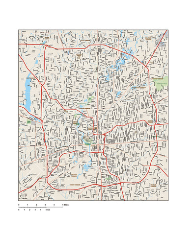 Indianapolis IN Map - Metro Area - 309 square miles - with Major Roads
