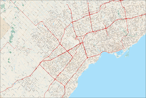 Toronto Canada Map - Metro Area - with Highways and Major Roads