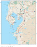 Tampa FL Map - Metro Area - with Highways and Major Roads
