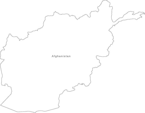 Digital Black & White Afghanistan map in Adobe Illustrator EPS vector format