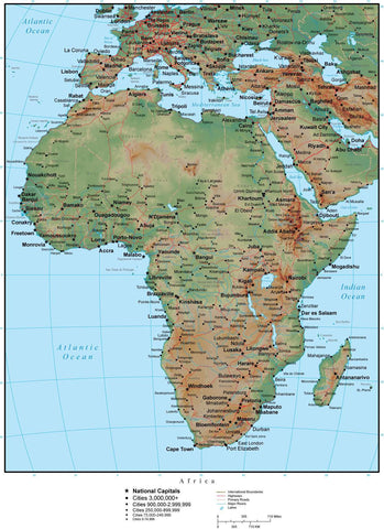 Africa Terrain map in Adobe Illustrator vector format with Photoshop terrain image AFRICA-952805
