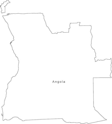 Digital Black & White Angola map in Adobe Illustrator EPS vector format