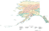Detailed Alaska Cut-Out Style Digital Map with Counties, Cities, Highways, and more