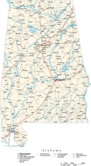Detailed Administrative Map Of Alabama State With Roads And Cities