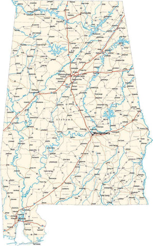 Alabama State Map - Cut Out Style - Fit Together Series