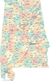 Alabama State State Map - Multi-Color Style - Fit Together Series