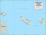 Digital Netherlands Antilles map in Adobe Illustrator vector format
