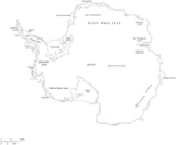 Black & White Antarctica Map with Countries, Capitals and Major Cities - ANTARC-533889