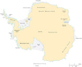 Antarctica Map with Countries Capitals Cities Roads and Water Features