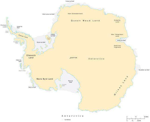 Antarctica Map with Countries Capitals Cities Roads and Water Features