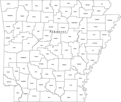 Digital AR Map with Counties - Black & White