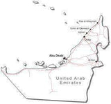 United Arab Emirates Black & White Map with Capital Major Cities and Roads