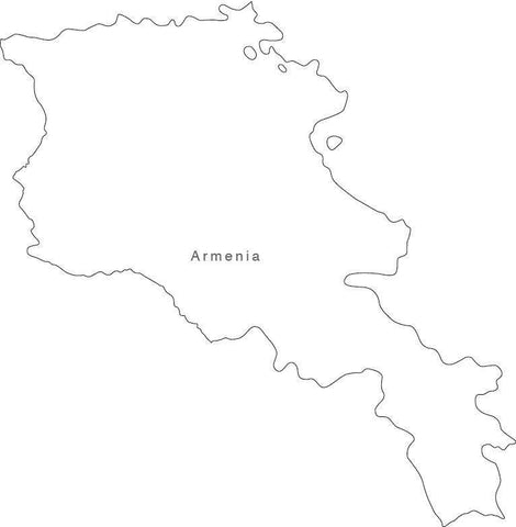 Digital Black & White Armenia map in Adobe Illustrator EPS vector format