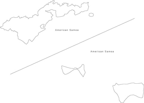 Digital Black & White American Samoa map in Adobe Illustrator EPS vector format