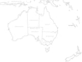 Black & White Australia Map with States