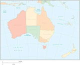 Multi Color Australia Map with States