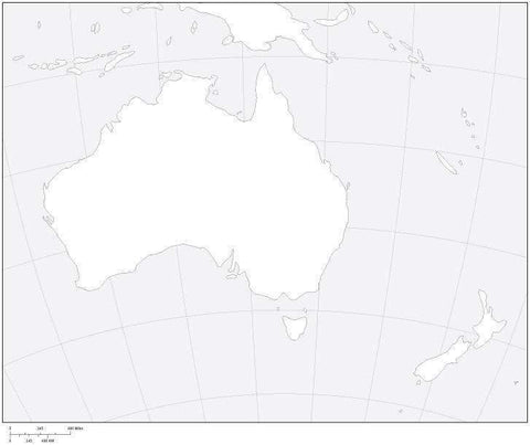 Australia Black & White Blank Outline Map