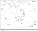 Black & White Australia Map with Australian States, Capitals and Major Cities