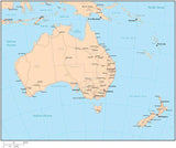 Single Color Australia Map with Australian States, Capitals and Major Cities