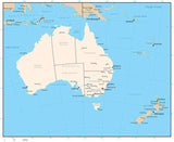 Australia Digital Vector Map with State Areas and Capitals