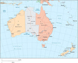 Digital Australia Time Zone map in Adobe Illustrator vector format
