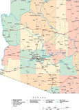 Digital Arizona map in Adobe Illustrator vector format