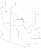 Black & White Arizona County map in Adobe Illustrator and PowerPoint formats