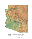 Digital Arizona State Illustrator cut-out style vector with Terrain AZ-USA-242002