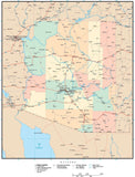 Digital Arizona map in Adobe Illustrator vector format