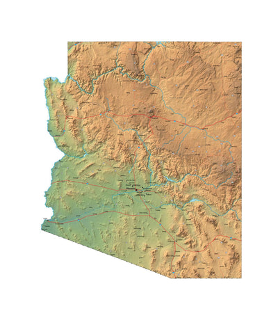 Digital Arizona Terrain map in Fit Together style with Terrain AZ-USA-852109