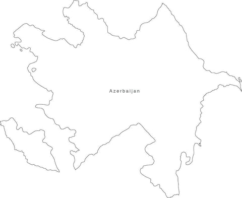 Digital Black & White Azerbaihan map in Adobe Illustrator EPS vector format