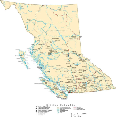 British Columbia Province Map - Cut-Out Style