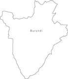 Digital Black & White Burundi map in Adobe Illustrator EPS vector format