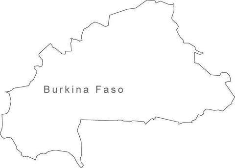 Digital Black & White Burkina Faso map in Adobe Illustrator EPS vector format
