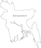Digital Black & White Bangladesh map in Adobe Illustrator EPS vector format