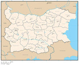Bulgaria Digital Vector Map with Province Areas and Capitals