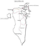 Bahrain Black & White Map with Capital Major Cities and Roads