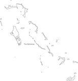Digital Black & White Bahamas map in Adobe Illustrator EPS vector format