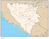 Bosnia & Herzegovina Digital Vector Map with Administrative Areas and Cities