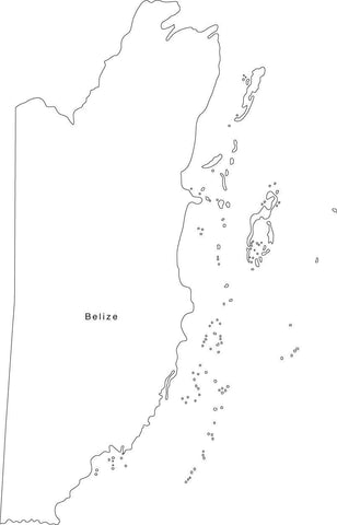 Digital Black & White Belize map in Adobe Illustrator EPS vector format