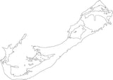 Digital Black & White Bermuda map in Adobe Illustrator EPS vector format