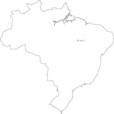 Digital Black & White Brazil map in Adobe Illustrator EPS vector format