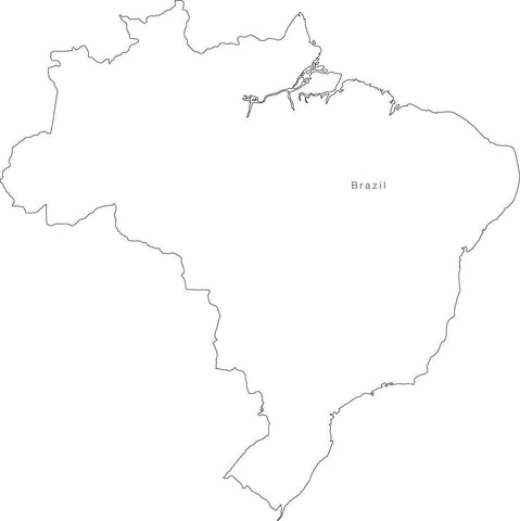 Digital Black & White Brazil map in Adobe Illustrator EPS vector format