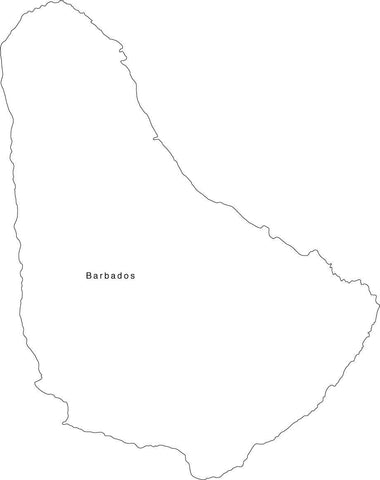 Digital Black & White Barbados map in Adobe Illustrator EPS vector format